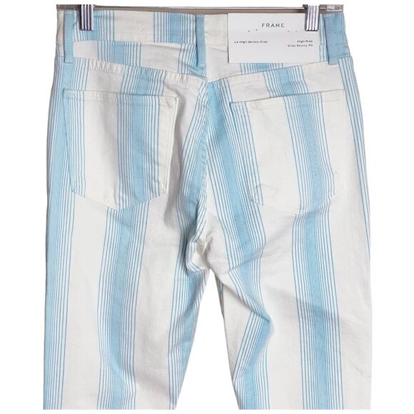 FRAME NWT $230 Le High Skinny Crop Stripe Jeans Blue White Ombré Size 27 - Picture 12 of 13